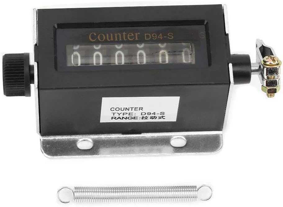 Oumefar Hand Spring Mechanical Pulling Counter 6 Digit Mechanical Counter Rotation Count Resettable Mechanical for Records Number