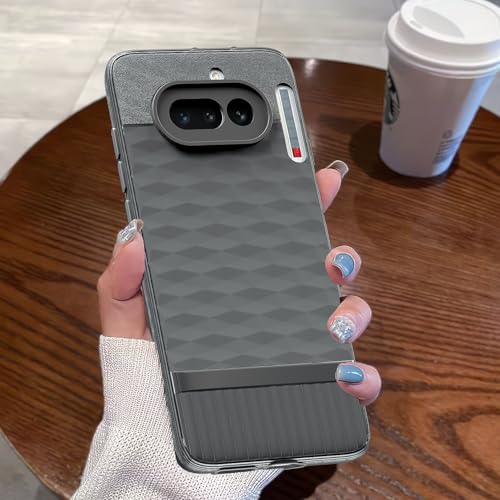 Image of Pikkme Back Cover for Nothing Phone 4a 5G Soft Grip 3D Hexa Cube Texture Silicone Bumper Case (Grey)