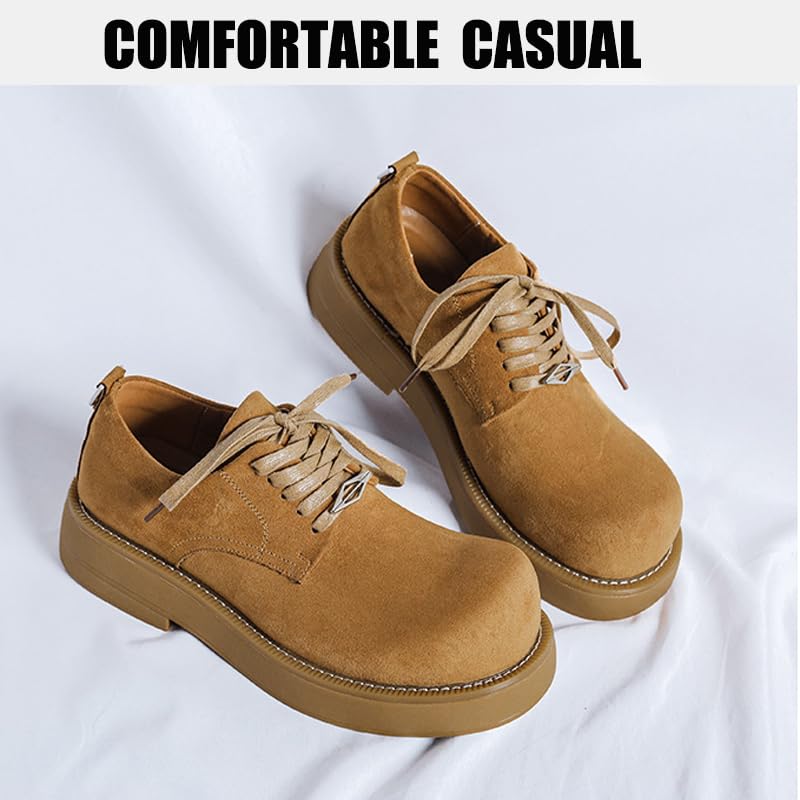 Big Toe Oxford Shoes for Men's Suede Platform Chunky Heel Wide Toe Dress Shoes Winter Plus Lace-Up Comfort Business Formal Derby Shoes for Work Party2