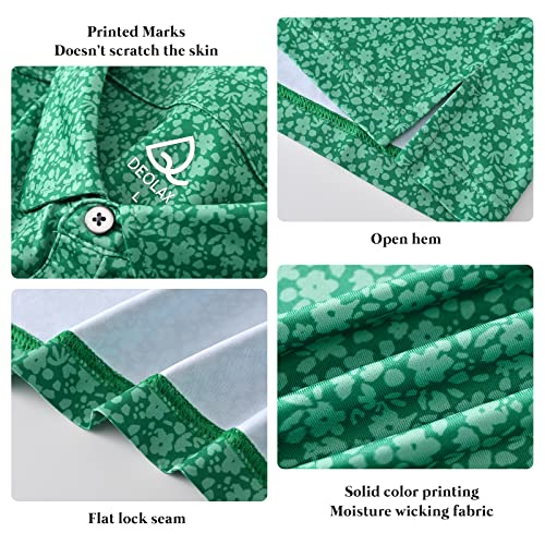 Deolax Mens Polo Shirts Performance Moisture Wicking Mens Golf Shirt Fashion Print Dry Fit Golf Shirts Short Sleeve Soft Breathable Polo T-Shirt Top Quick Dry Lightweight Polo Shirts For Men（Green） #TOP5