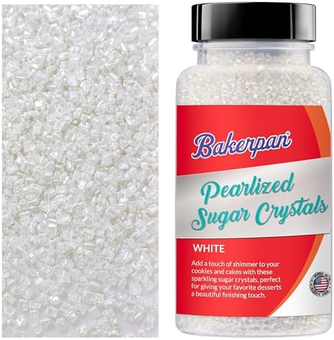 Bakerpan Pearlized Sugar Sprinkles - 5 Ounce White Sparkling Sugar for Baking - Decorating Sugar Crystals for Cookies, Cake Pops, Ice Cream (Made in USA)
