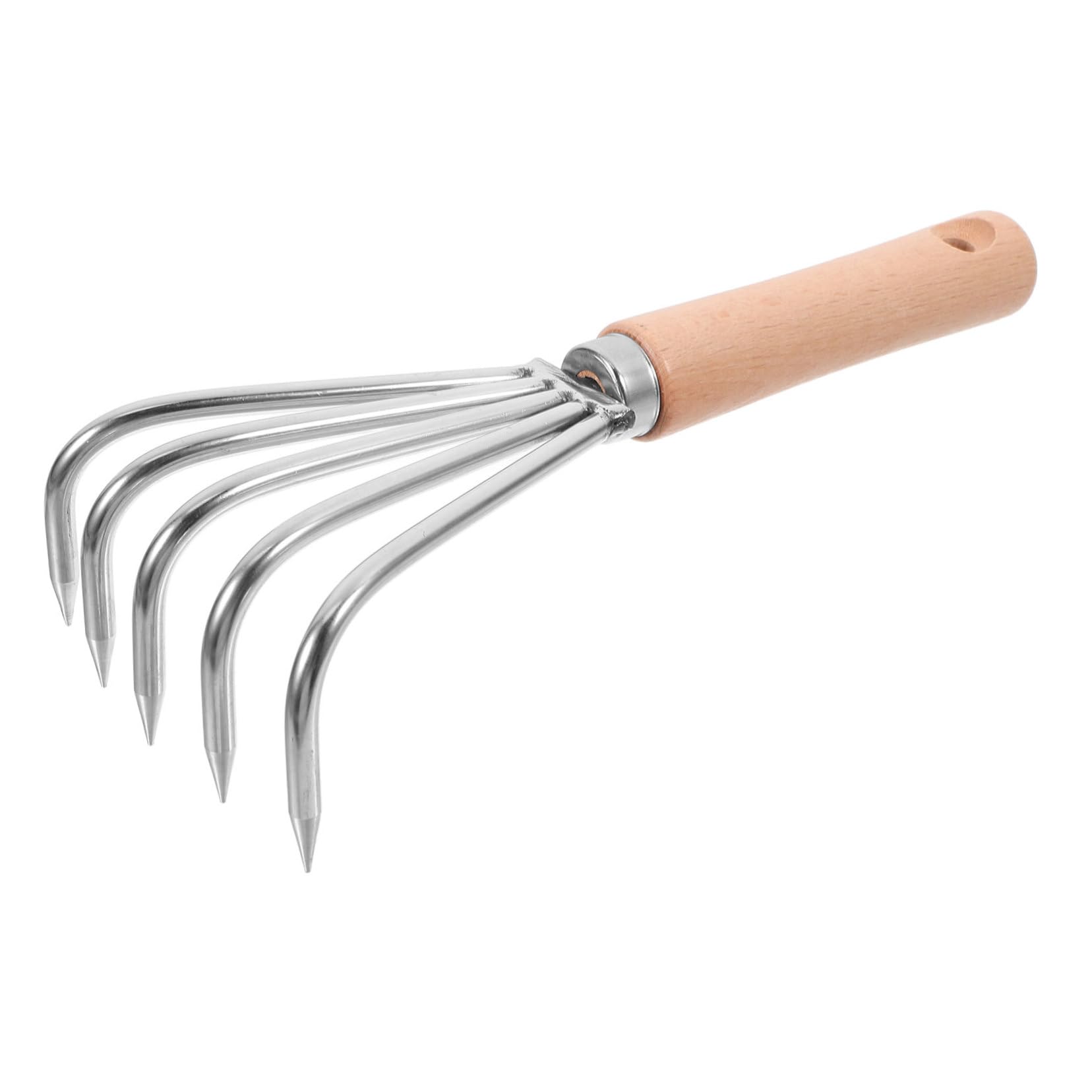 3 Stück Kleiner Handrechen mit Ergonomischem Holzgriff Gartenrechen zum Lockern von Erde Unkrautentfernung und Pflanzen Kompakt für Garten und Strandgebrauch