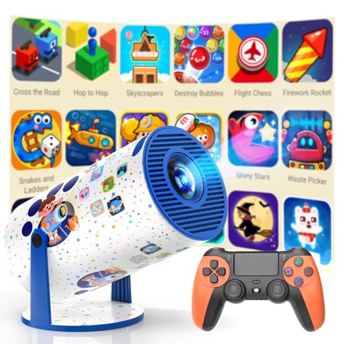 Kids Toys Projector with 275+ Games, Mini Portable Projector With Wireless Controller, Eye-Safe HD Display, 270° Rotation, All-in-One Educational Learning & Entertainment Birthday Gifts for Kids