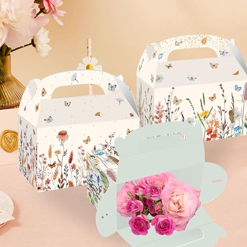 12 PCS Wildflower Party Treat Boxes Flower Party Favor Gift Box Wildflower Theme Candy Goodies Bags for Floral Bridal Baby Shower Birthday Wedding Party Supplies - Image 7