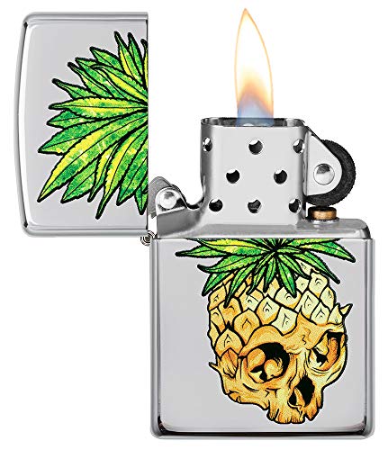 Encendedor Zippo diseño calavera hoja cromo pulido miniatura 3
