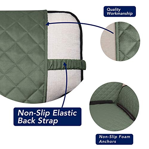 Image of PureFit Reversible Quilted Sofa Cover, Water Resistant Slipcover Furniture Protector, Washable Couch Cover with Non Slip and Elastic Straps for Kids, Pets (Oversized Sofa, Greyish Green /Beige)
