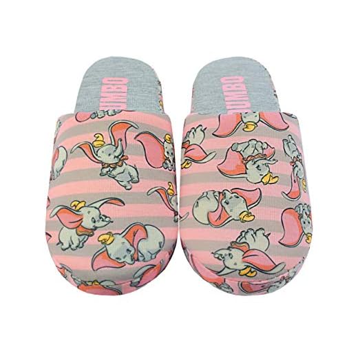Disney Dumbo Women's Slippers All Over Print Ladies House Shoes 7-8 UK Pink
