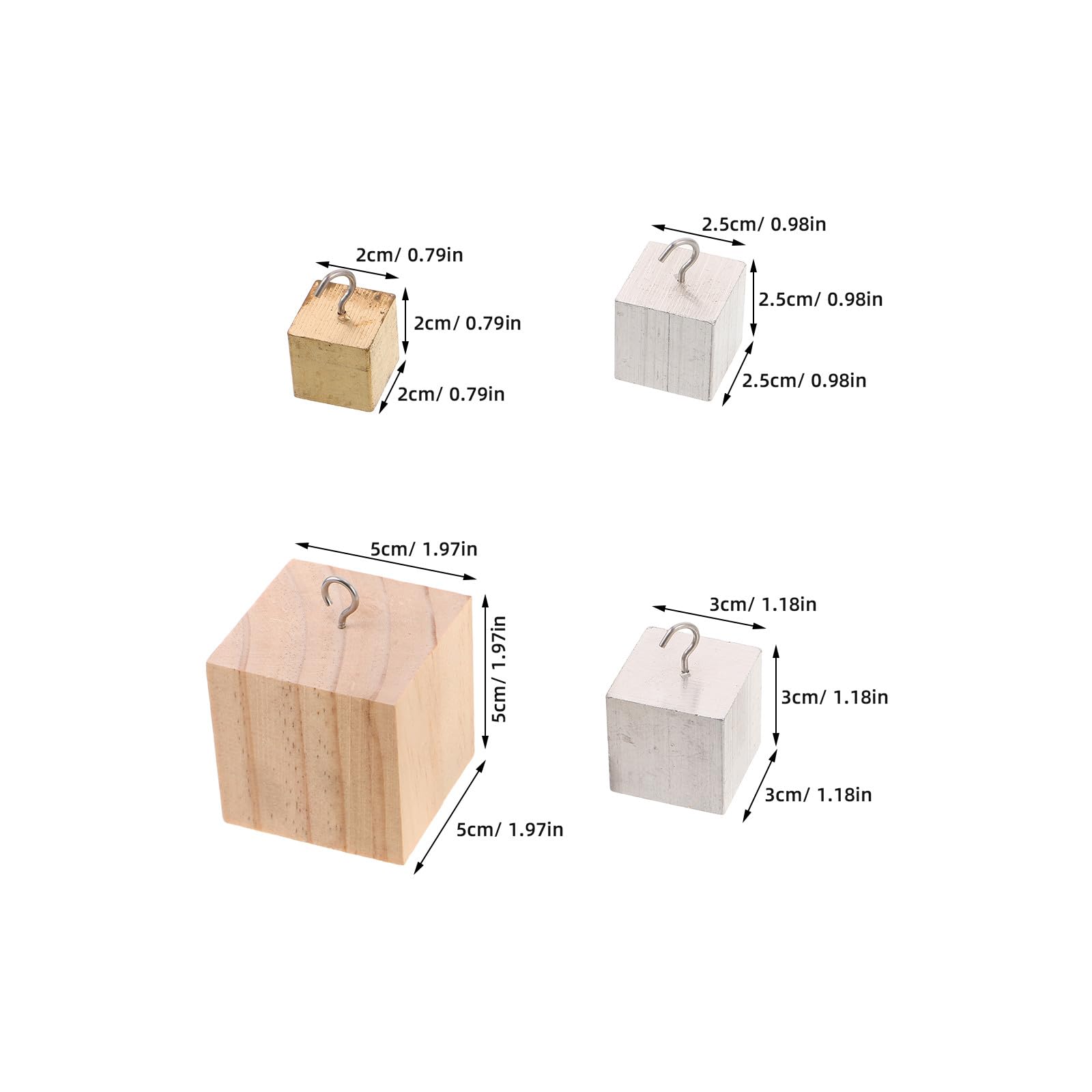 Cabilock 1 jeu de cubes de densité : blocs de métal en aluminium, fer et cuivre – Kit d’expérimentation physique pour la mesure de la densité et l’enseignement en laboratoire scientifique