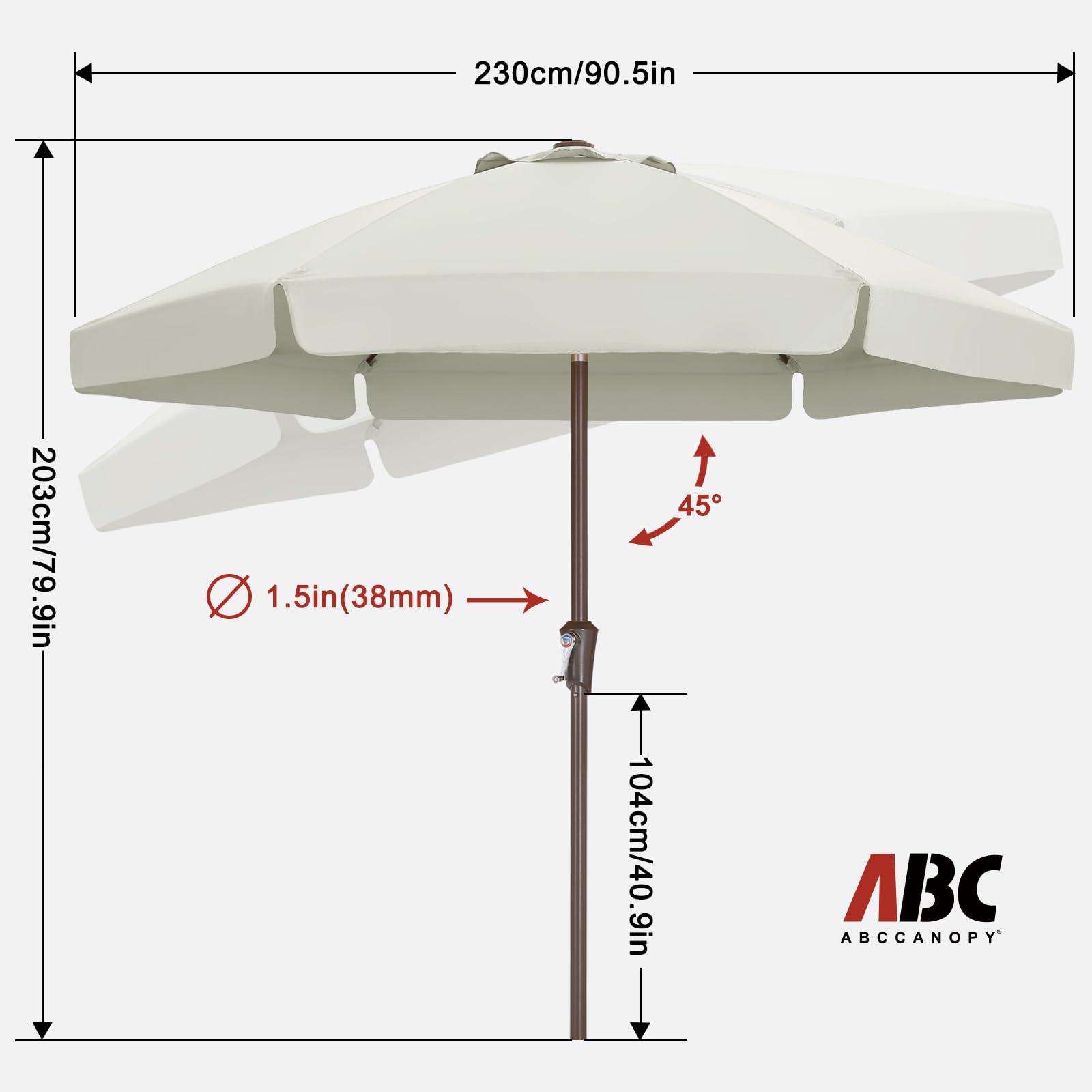 ABCCANOPY Ersatzdach Für 2,7 M Terrassenschirm – 8 Rippen, Dunkelblau, 5 Jahre UV-Beständigkeit