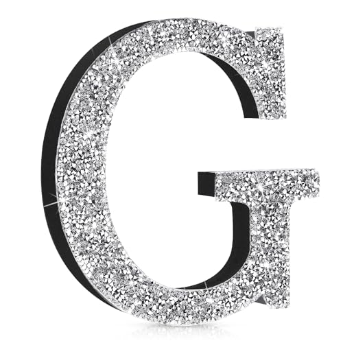 8'' Silver Rhinestone Bling Letters Glitter Crushed Diamond Decor,Letter G