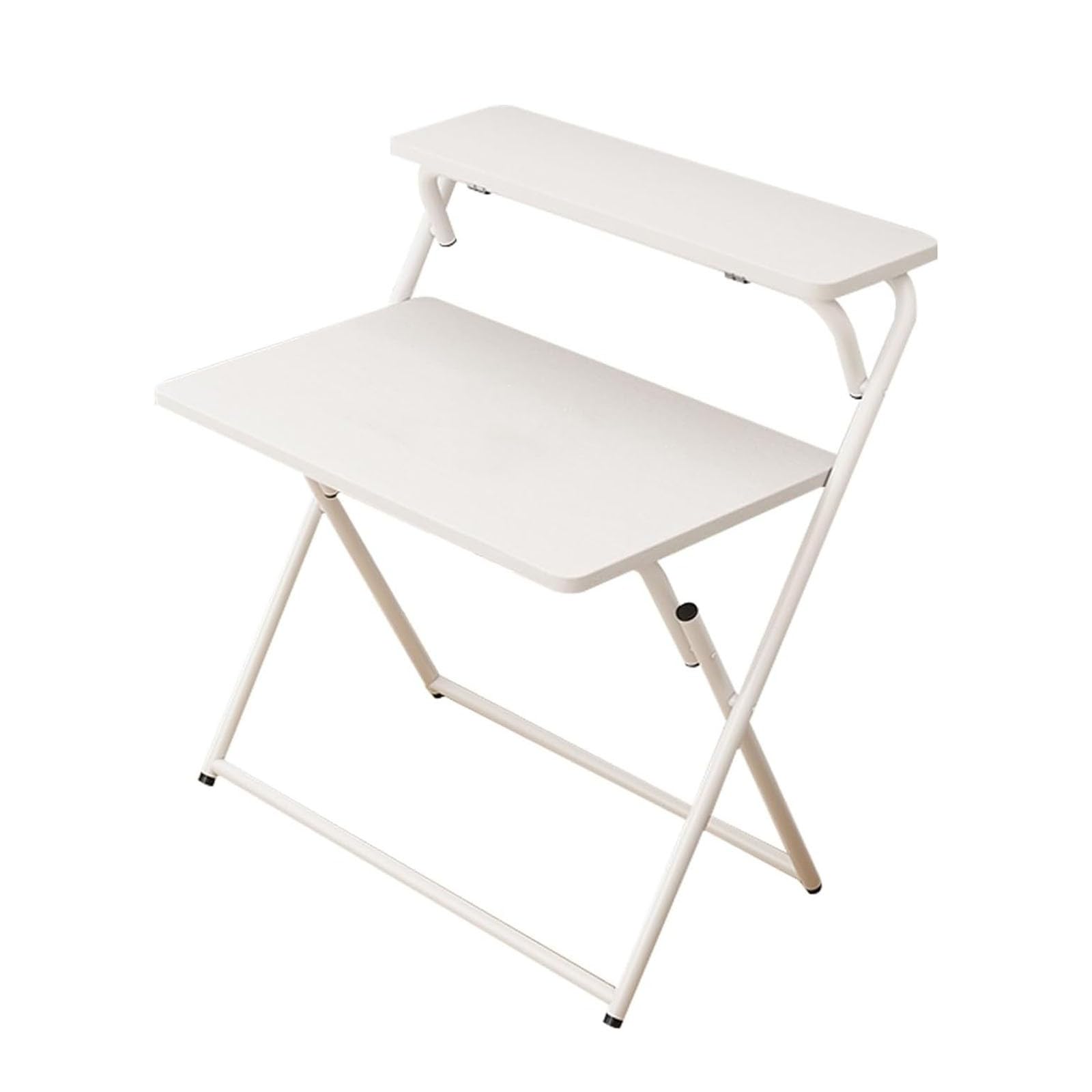 Faltbarer Laptop-Schreibtisch mit Sto-Regalen, platzsparender Schreibtisch für kleine Räume, keine Montage erforderlich, perfekter Arbeits- und Heimbüro-Schreibtisch, weiß, 80 x 50 cm