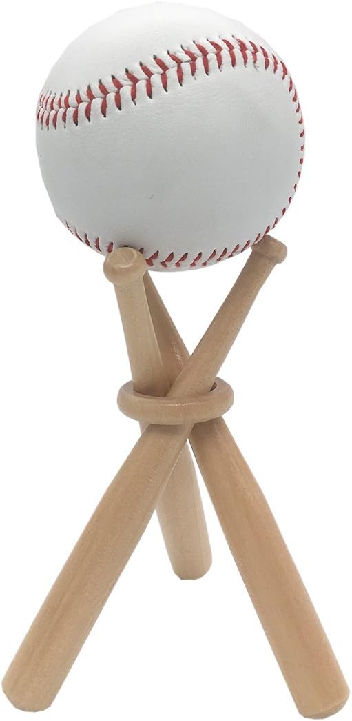 FOLAI Baseball Stand Baseball Stand Holder Wooden Base Ball Stand Display Holder 1 Pack