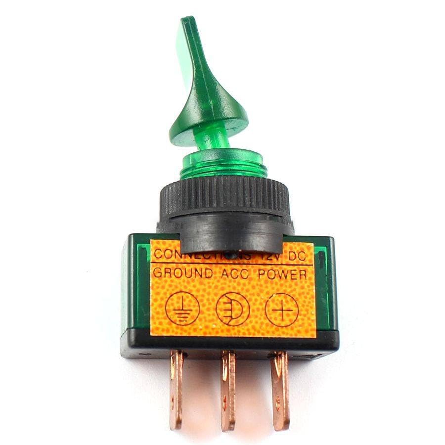 2 Pcs Green Universal LED Toggle Switch 3 Pin 12V for Car Boat Marine