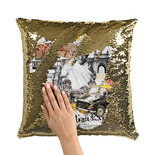 Coussin Sequin Doré Bombay pour raviver une décoration de salon terne ou impersonnelle