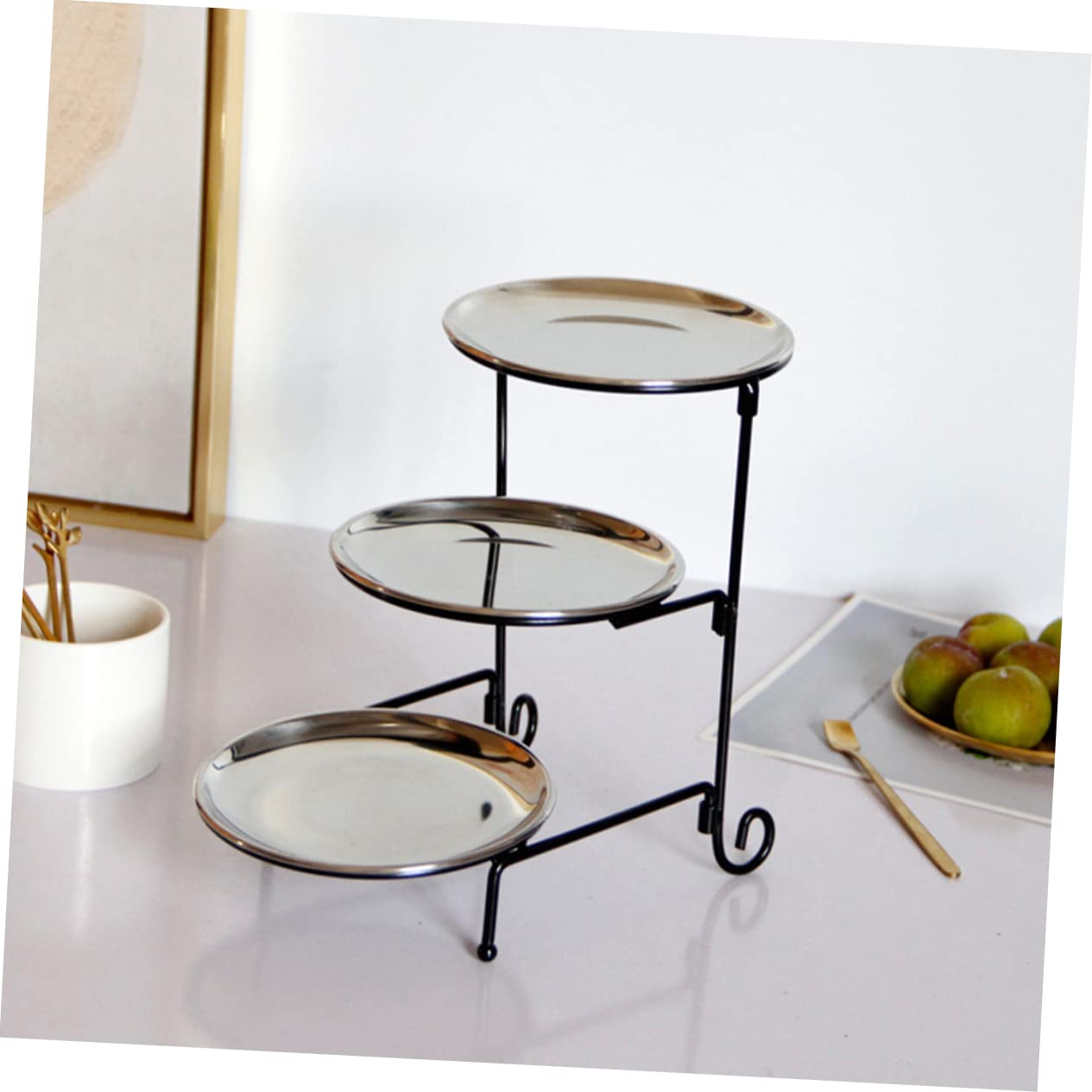 Vassoio in Acciaio Inox per Snack Frutta Secca e Caramelle Contenitore per Dolci e Frutta da Tavolo Design Portatile per Uso Quotidiano