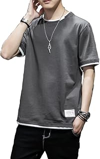 [Goodfeel] Tシャツ メンズ 半袖 夏服 無地 大きいサイズ 重ね着風 レイヤード 柔らかい 人気 軽い 薄手 丸首 柔らかい シルエット おしゃれ ファッション トップス 春 秋