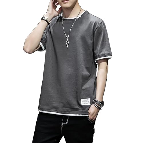 [Goodfeel] tシャツ メンズ 半袖 夏服 丸首 ティーシャツ 綿 柔らか 快適 メンズ おしゃれ カジュアル 重ね着風 レイヤード 人気 トップス 春 秋