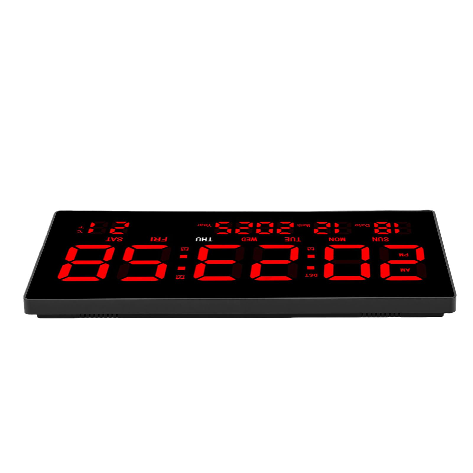 Jectse Digitale Wanduhr, LED-Digitaluhr mit Großem Display und Kalender, Geräuschloser Ausschaltspeicher, Plug-in-Wand-Digitaluhr für Wohnzimmer, Studium, Schule