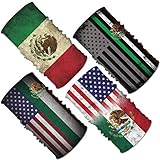 HSELOGI 4Pcs Men&Women USA Mexico Flag Magic Headwear Neck Gaiter Tube Scarf Headbands Bandana Balaclava for Outdoor Running Cycling Skating Work Out