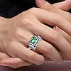 Bonlavie Men's 6.85ct 8 * 12mm Emerald Cut Green Emerald 925 Sterling Silver Ring,Size P #5