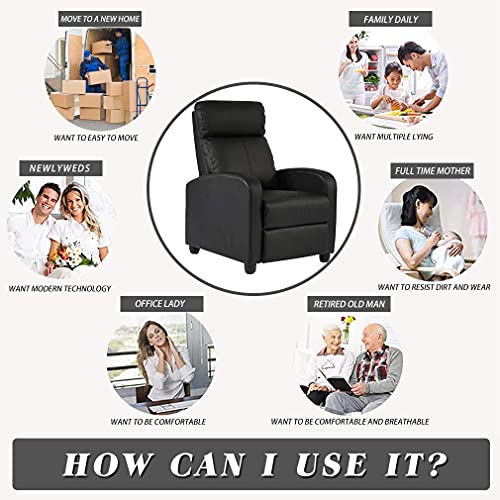Sillón reclinable negro de cuero ajustable miniatura 7