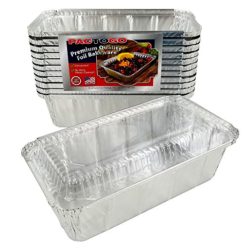 Pactogo 2 Lb. Aluminum Foil Loaf/Bread Pan Tins W/Clear Dome Lid (Pack Of 50 Sets) #TOP4