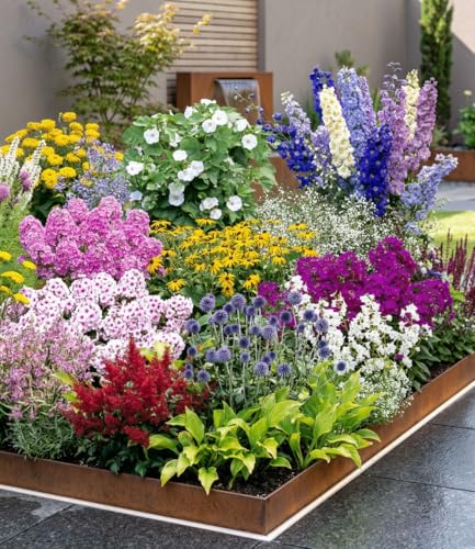 BALDUR Garten 12er Set Buntes Staudenbeet 'Multi-Colour', Pflanzen im 7x7 cm-Topf, Staudengarten, Stauden-Sortiment, Rittersporn, Schleierkraut, Phlox, Sonnenhut, Prachtscharte, Astilbe, etc.