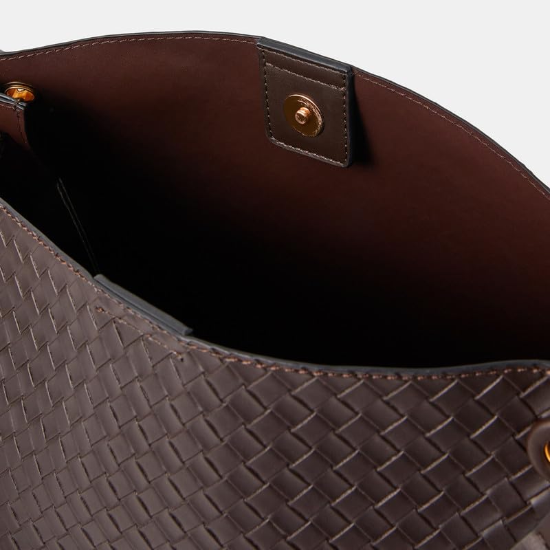 Image of Accessorize London Women's Chocolate Brown Woven Shoulder Bag