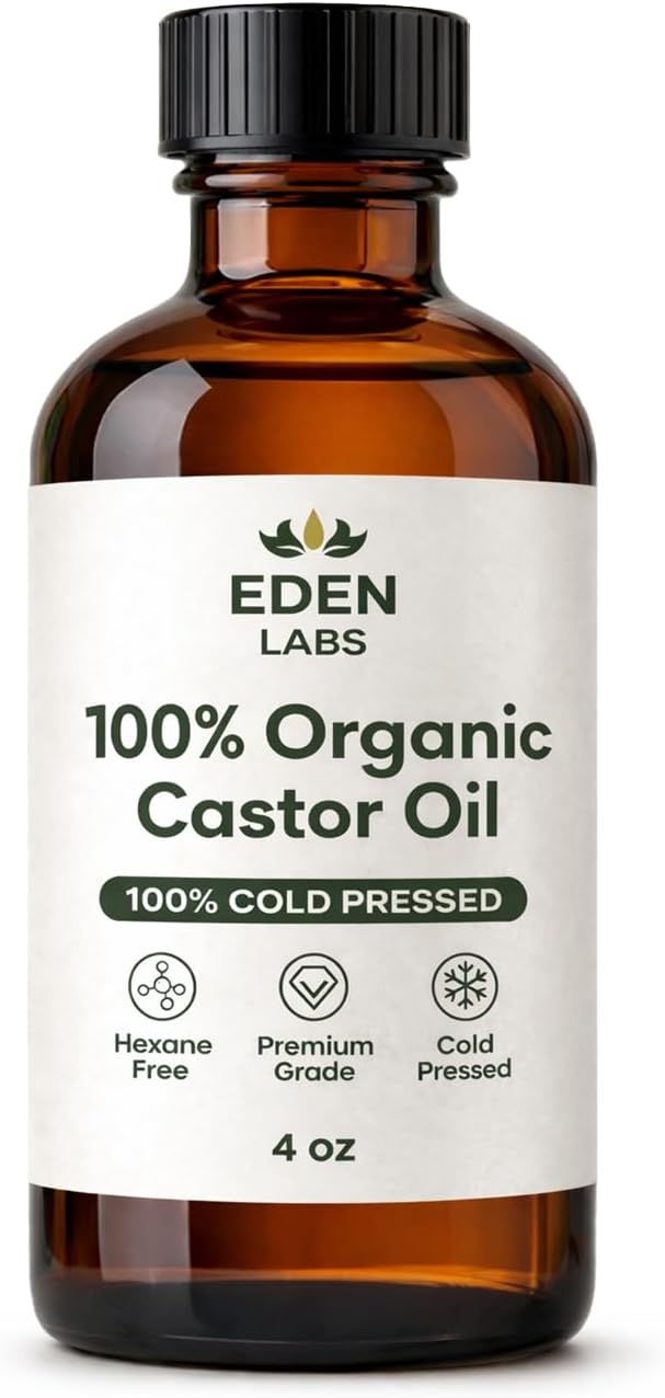 Eden Labs Castor Oil Pack Wrap for Stomach, Organic Cold Pressed Castor Oil for Detox, Reusable Pads, Leak-Resistant Adjustable Elastic Straps, Durable Comfortable Pack Wraps (1)