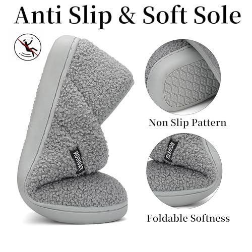 Mens Slippers Womens House Shoes Closed Back House Slippers Warm Fuzzy Slides Indoor Outdoor with Fleece3