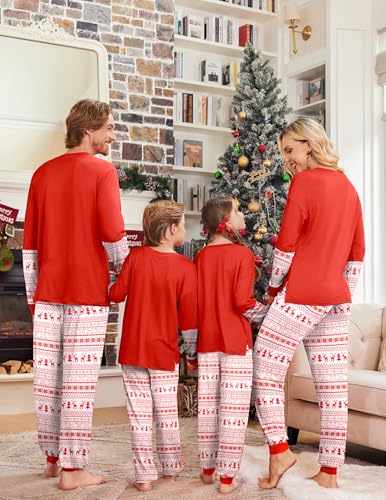 Ekouaer Family Christmas Pajamas Matching Sets Soft Long Sleeve Couple Pjs Xmas Sleepwear Holiday Lounge Set3