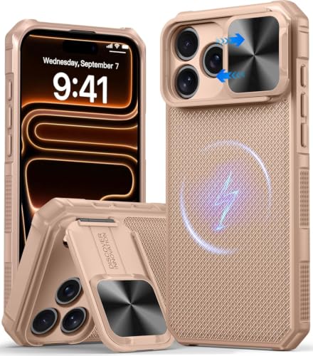 Image of for 18 Pro Case with Slide Camera Cover, Fit for Magsafe Rose Gold