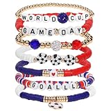 AICase Soccer Bracelets for FIFA World Cup 2026 Gifts, Game Day Soccer Fan Merch Friendship Bracelet Gear Merchandise Outfits Jewelry Accessories for Women Men USA Soccer Moms Party Favors Birthday