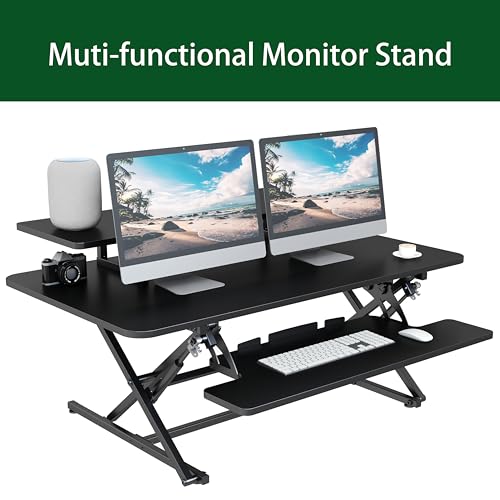 Lubvlook 42 Inch Standing Desk Converter, Height Adjustable Sit Stand Desk Riser thumb #2