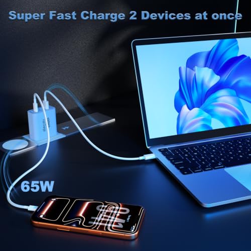 Image of USB C Charger Block, 2-Pack 100W 5-Port USB C Wall Charger iPhone Charger Fast Charging PD Power Adapter+QC Wall Plug Multiport Type C Brick Chargers for iPhone 17 16 15 14 13 Pro Max,Samsung,MacBook