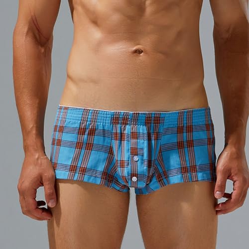 Casual Boxer Briefs for Men Retro Plaid Striped Print Bulge Pouch Comfort Underwear Middle Rise Sleepwear Shorts3
