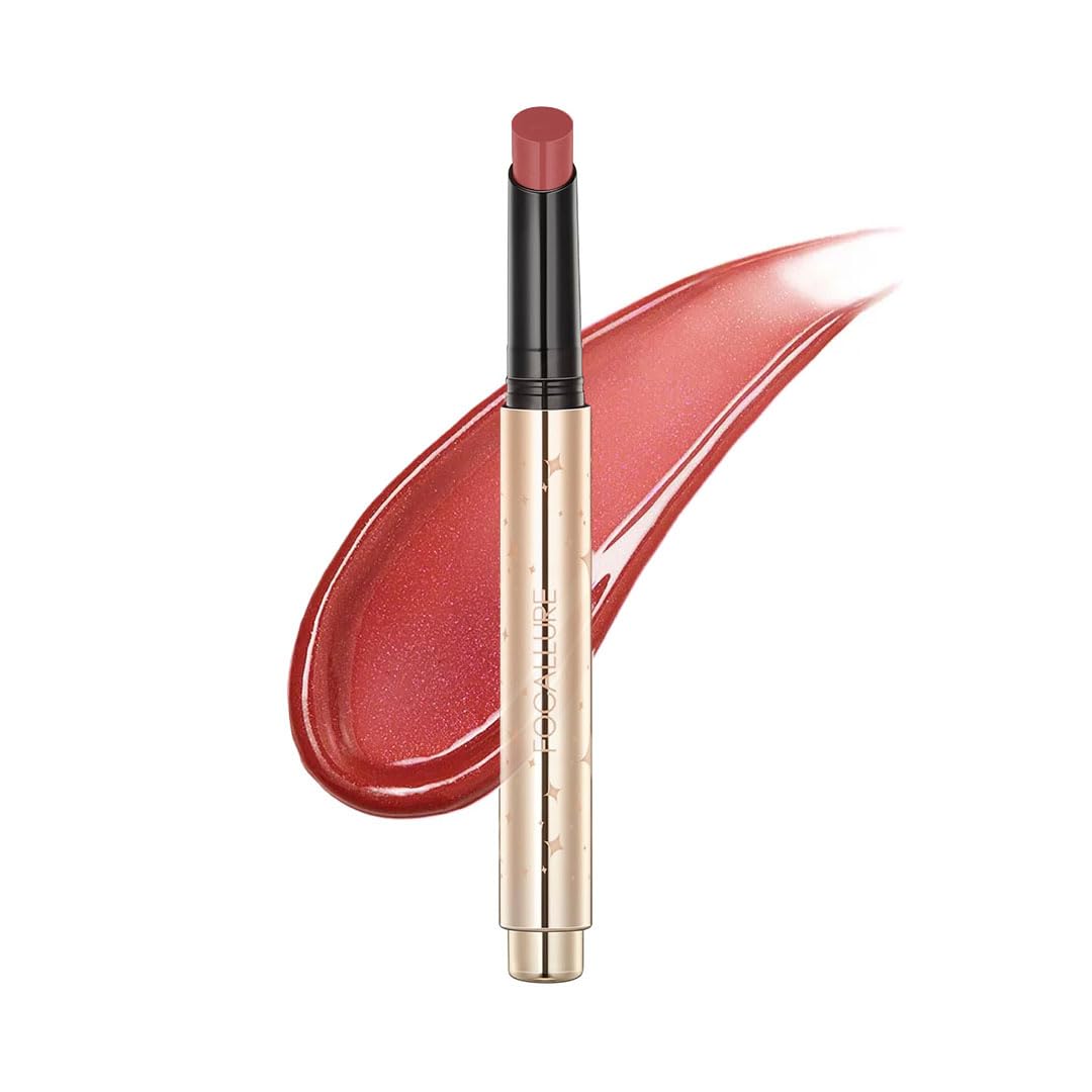Focallure Sparkling Gem Lip Gloss Stick RD02 Ardor, Plump & Dewy Fnish, Cooling Effect, Smoother Application, Full Coverage with Sparkling Effect, 2gm