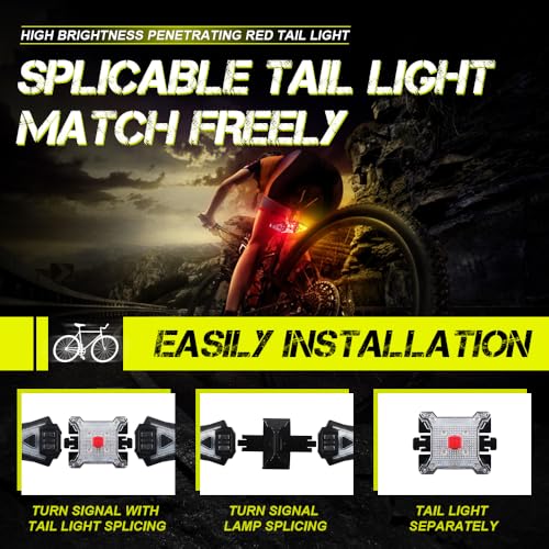 5 PCS Bike Tail Light with Turn Signals, Split USB