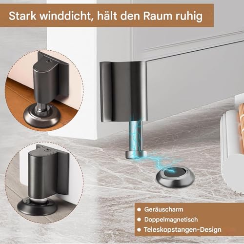 Butée de porte magnétique inox réglable pour ne plus percer le sol - 4