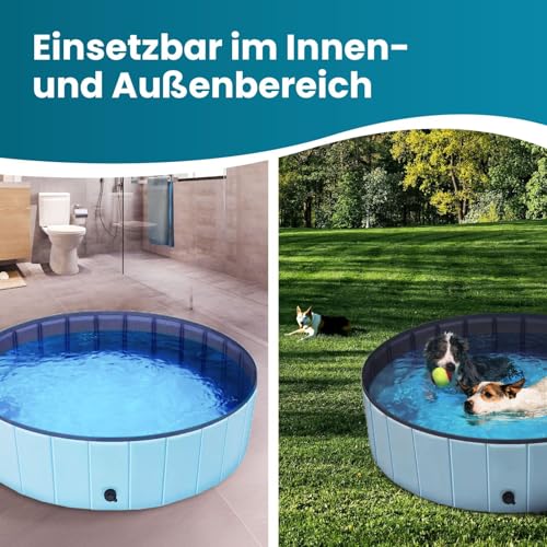 Hundepool faltbar – Robustes Planschbecken Pool für Hunde & Katzen, rutschfest mit Ablassventil, tragbar & in verschiedenen Größen erhältlich. (120 x 30 cm)