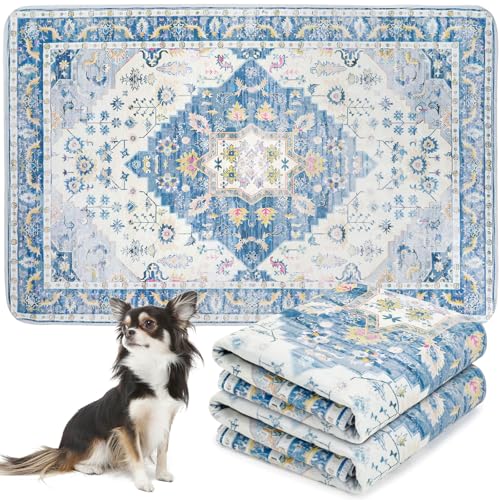 ULIGOTA洗える ペットシーツ 犬 猫用 洗えるペットマット おしっこマット ペットマット　エスニック柄 下敷きマット 洗える 速乾 繰り返し使える（102×67cm 2枚セット 青）