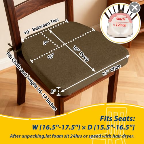 Image of AAAAAcessories Chair Cushions for Dining Chairs, 17 x 16 x 2 in, Set of 4