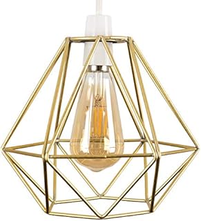 MiniSun Retro Style Gold Metal Basket Cage Ceiling Pendant Light Shade - Complete with a 4w LED Filament Bulb [2700K Warm White]