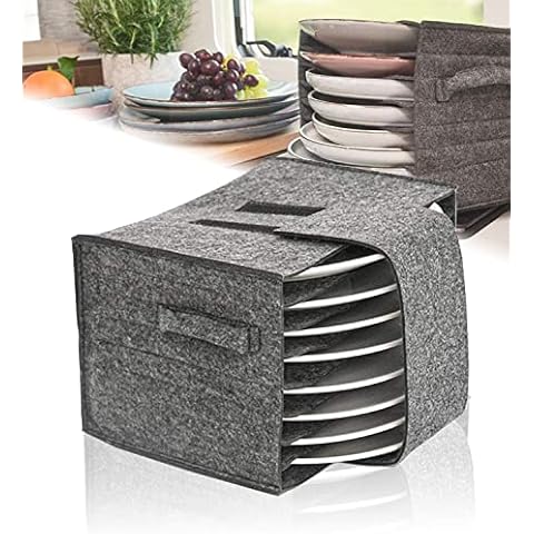 Caravan Plate Holder Camping Tableware Storage Felt Bag Platter Storage Case 8 Plates for Motorhome Cupboard Storage Kitchen Accessories Reduce Noise with Scratch Protection Cover