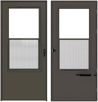 Larson 81 in. H X 36 in. W Vinyl/Wood Brown Mid-View Reversible Self-Storing Storm Door