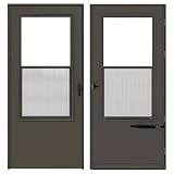 Larson Vinyl/Wood Brown Mid-View Storm Door