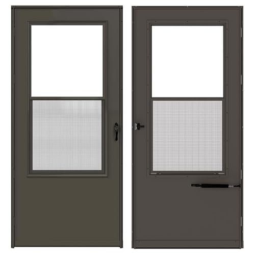 Larson 81 in. H X 36 in. W Vinyl/Wood Brown Mid-View Reversible Self-Storing Storm Door