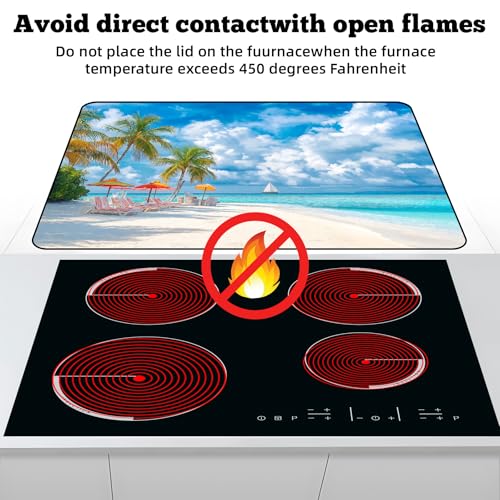 Image of Multi-Design Stove Cover for Glass /Electric Stoves - 3-in-1 Heat-Resistant Protector Mat, Non-Slip Drying Rack 28 inchx20 inch