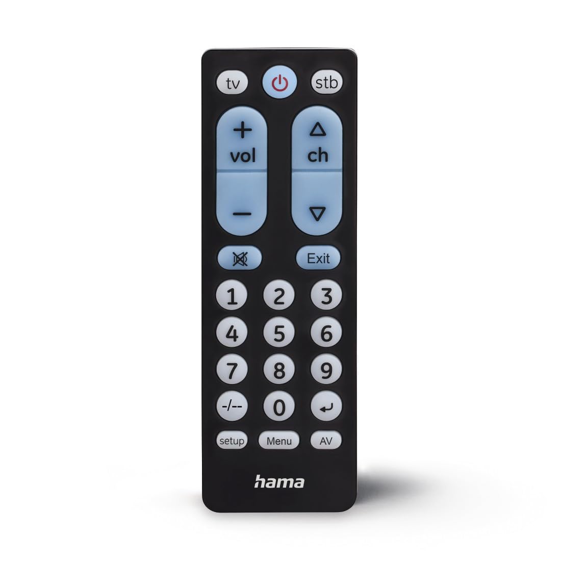 HAMA | Mando a Distancia Universal para TV (por Infrarrojos, para 2 Dispositivos, Teclas Grandes, para 2 Dispositivos, Teclas Luminiscentes) Color Negro