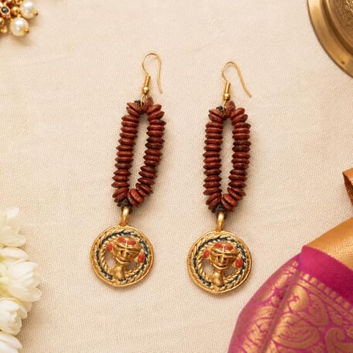 Image of Handcrafted Tribal & Dhokra Art Earrings Collection for Women - Royal Boho Statement Designs in Brass, Wooden, Beaded & Geometric Styles
